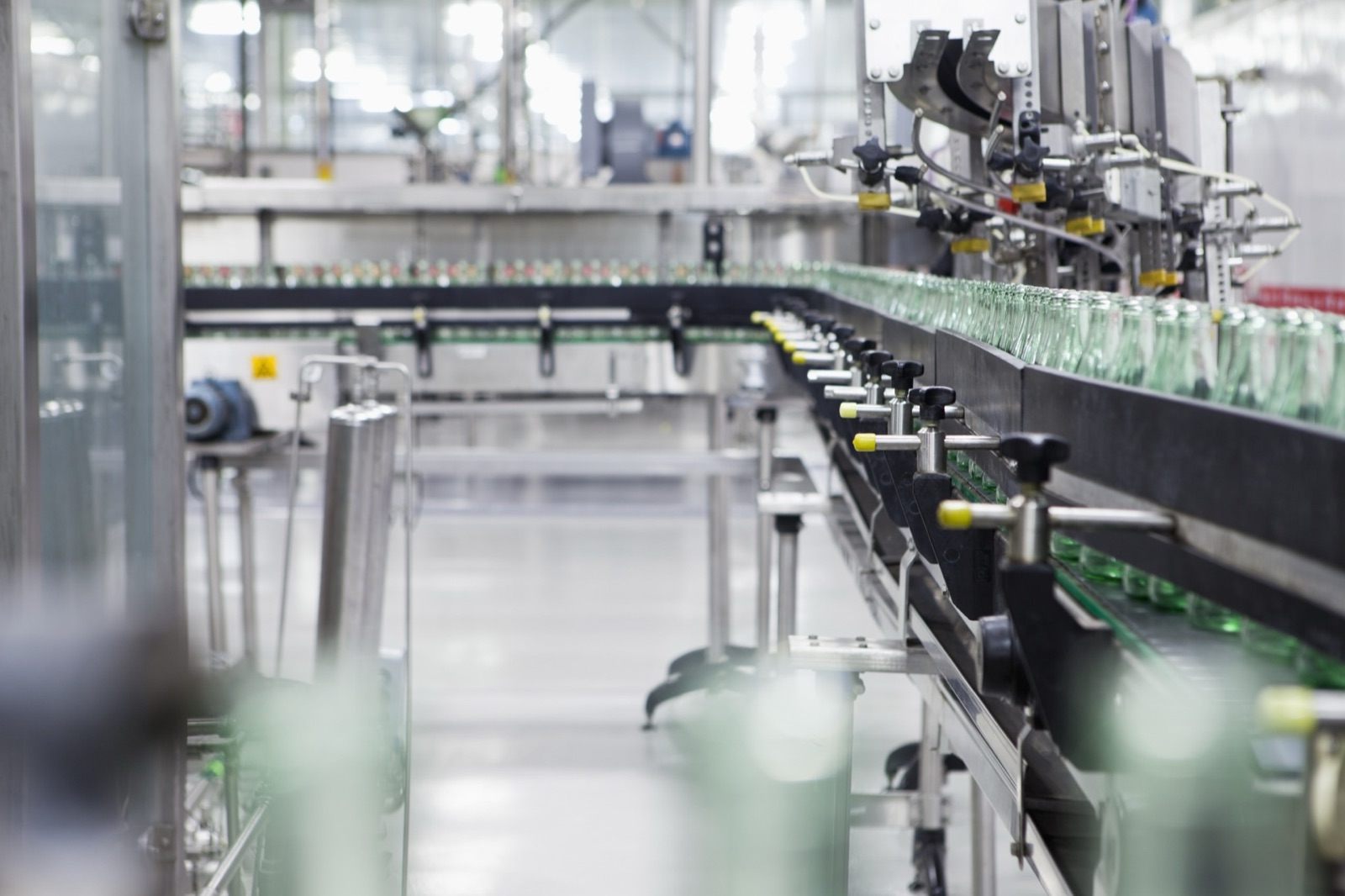 Beverage bottling line in operation