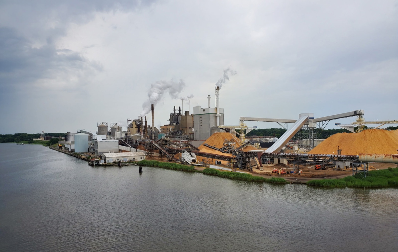 Pulp and paper mill on the riverfront